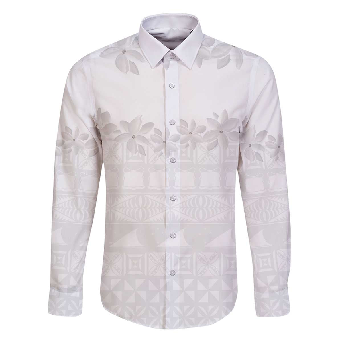 Tokelau White Sunday Family Matching Off The Shoulder Long Sleeve Dress and Hawaiian Shirt Polynesian Pattern Gardenia Thunbergia