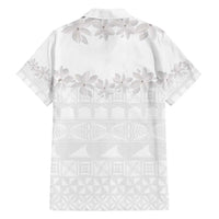 Tokelau White Sunday Family Matching Summer Maxi Dress and Hawaiian Shirt Polynesian Pattern Gardenia Thunbergia