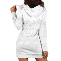 Tokelau White Sunday Hoodie Dress Polynesian Pattern Gardenia Thunbergia