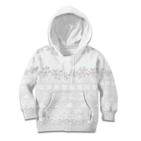 Tokelau White Sunday Kid Hoodie Polynesian Pattern Gardenia Thunbergia