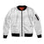 Tokelau White Sunday Sleeve Zip Bomber Jacket Polynesian Pattern Gardenia Thunbergia