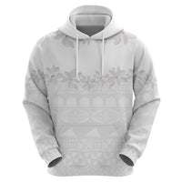 Tokelau White Sunday Zip Hoodie Polynesian Pattern Gardenia Thunbergia