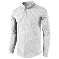 American Samoa White Sunday Button Sweatshirt Lotu Tamaiti Plumeria With Samoan Pattern