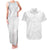 American Samoa White Sunday Couples Matching Tank Maxi Dress and Hawaiian Shirt Lotu Tamaiti Plumeria With Samoan Pattern