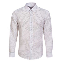 American Samoa White Sunday Family Matching Off The Shoulder Long Sleeve Dress and Hawaiian Shirt Lotu Tamaiti Plumeria With Samoan Pattern