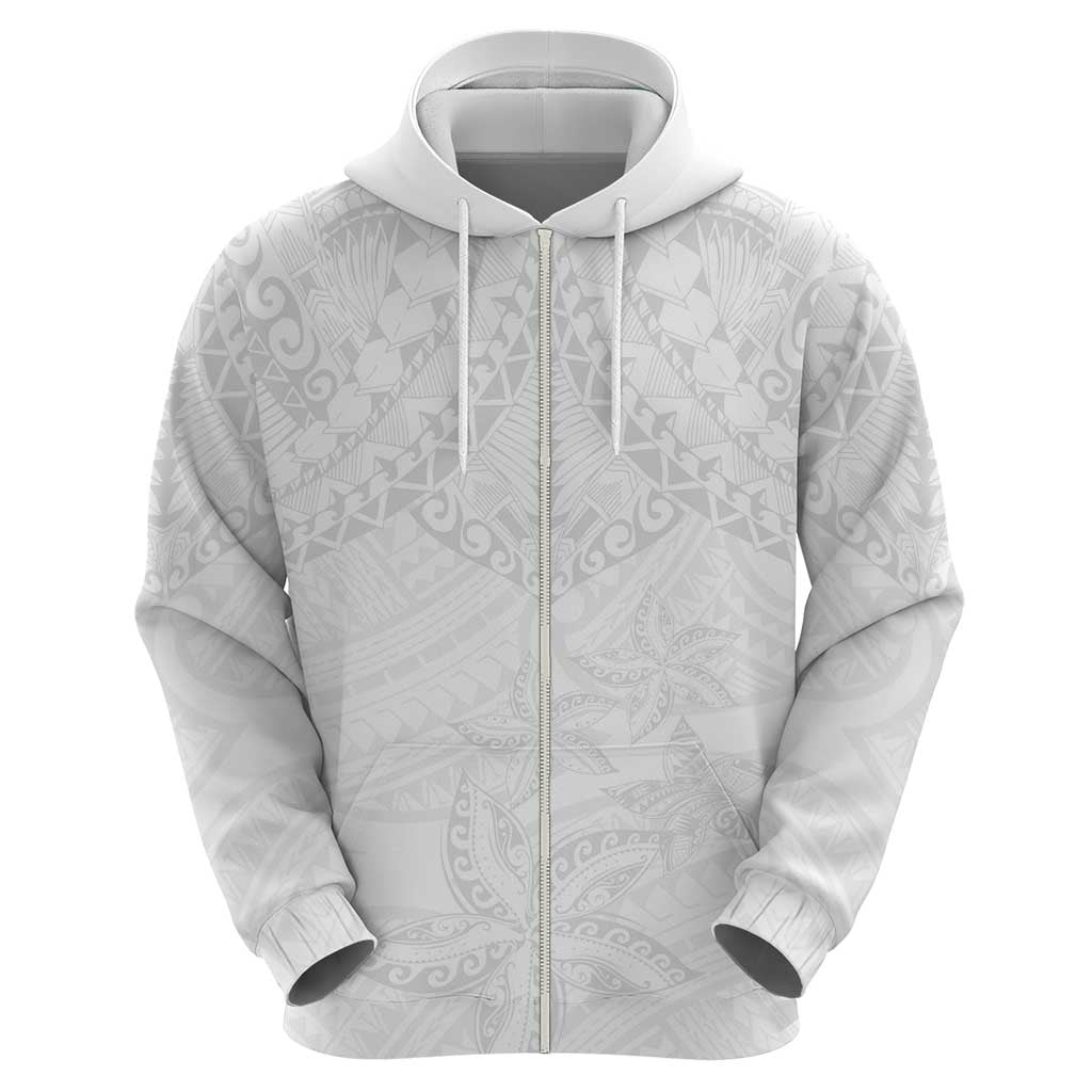 American Samoa White Sunday Hoodie Lotu Tamaiti Plumeria With Samoan Pattern