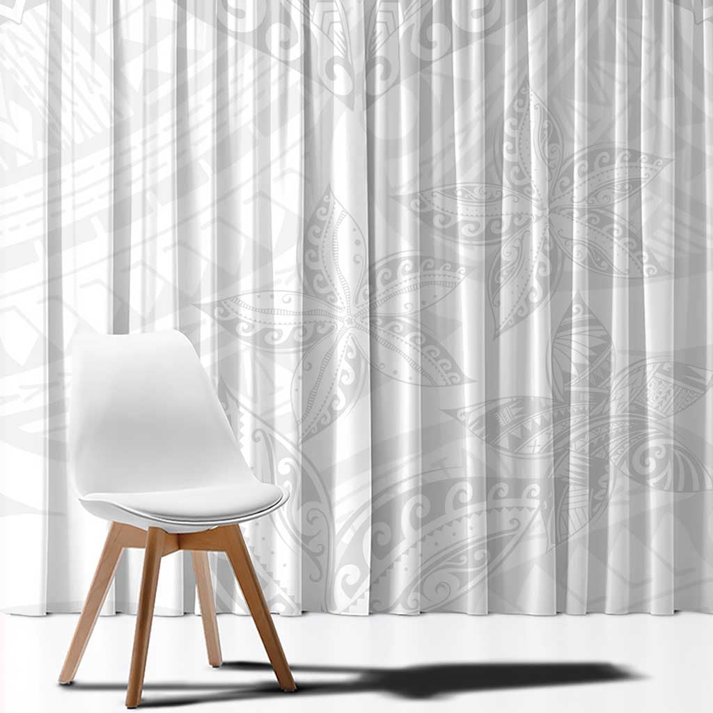 American Samoa White Sunday Window Curtain Lotu Tamaiti Plumeria With Samoan Pattern