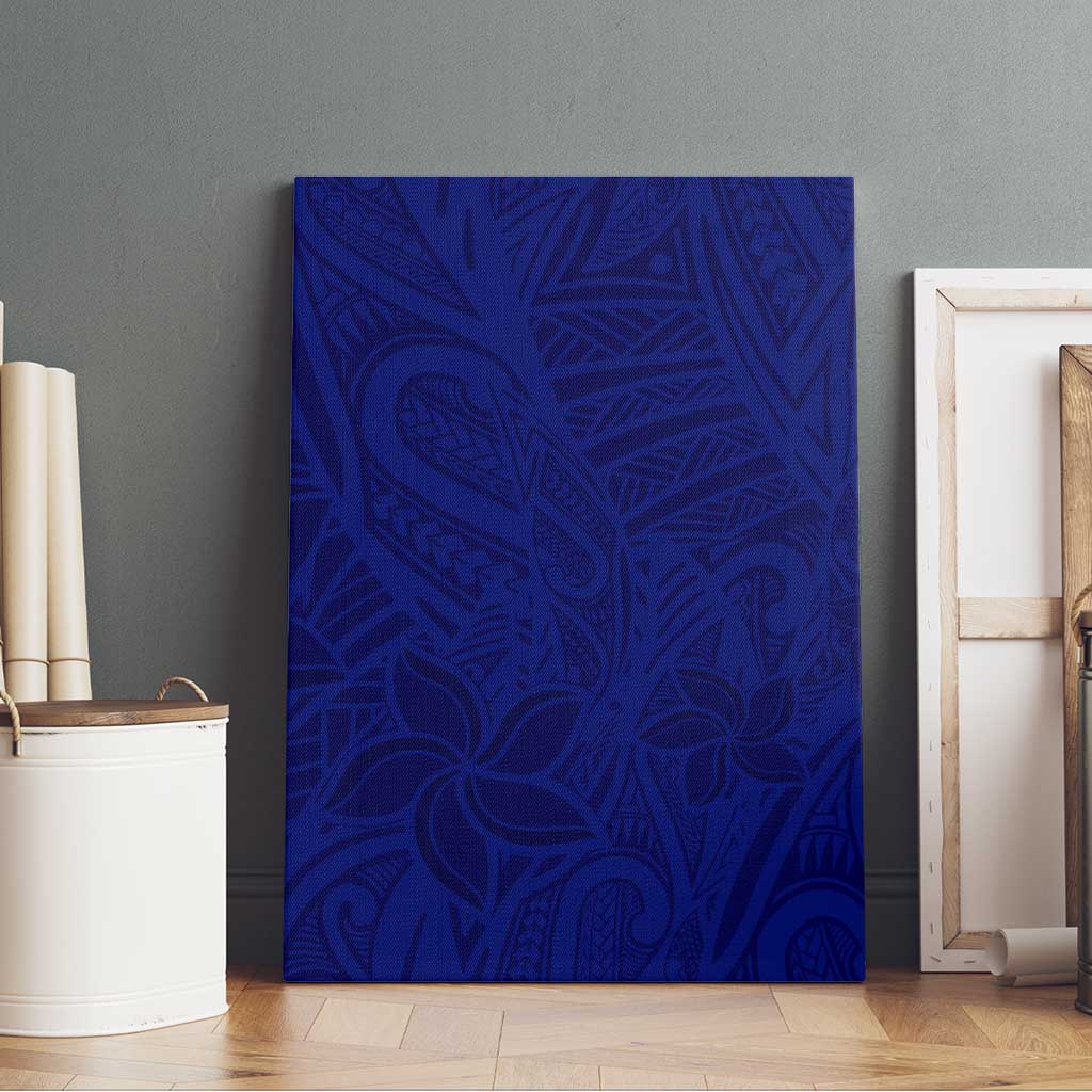 Blue Polynesia Canvas Wall Art Polynesian Pattern Mix Plumeria
