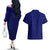 Blue Polynesia Couples Matching Off The Shoulder Long Sleeve Dress and Hawaiian Shirt Polynesian Pattern Mix Plumeria