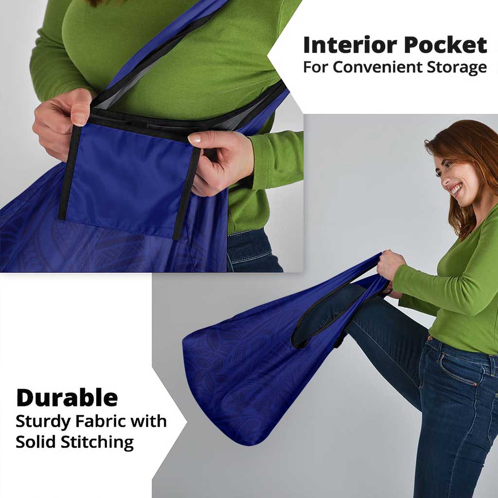 Blue Polynesia Grocery Bag Polynesian Pattern Mix Plumeria