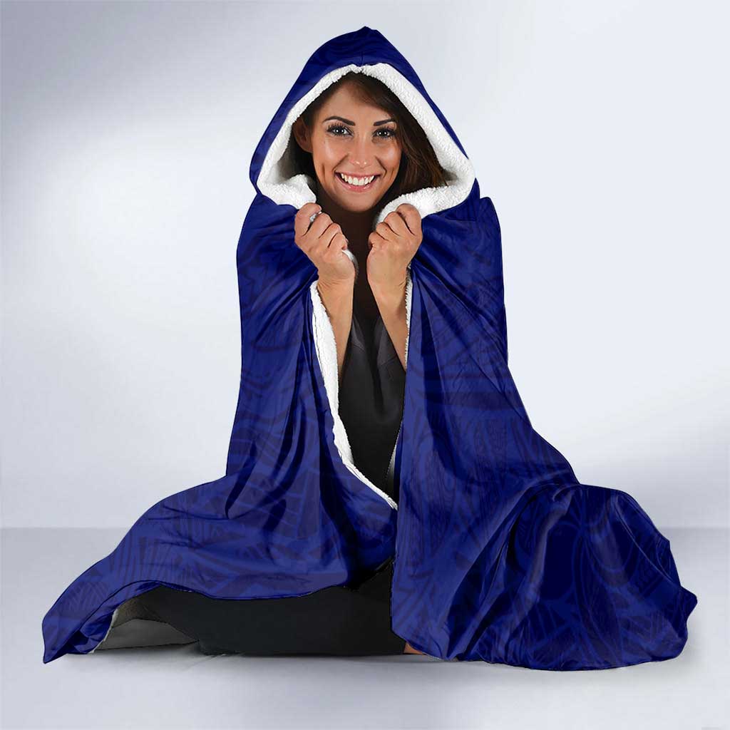 Blue Polynesia Hooded Blanket Polynesian Pattern Mix Plumeria LT14 - Polynesian Pride