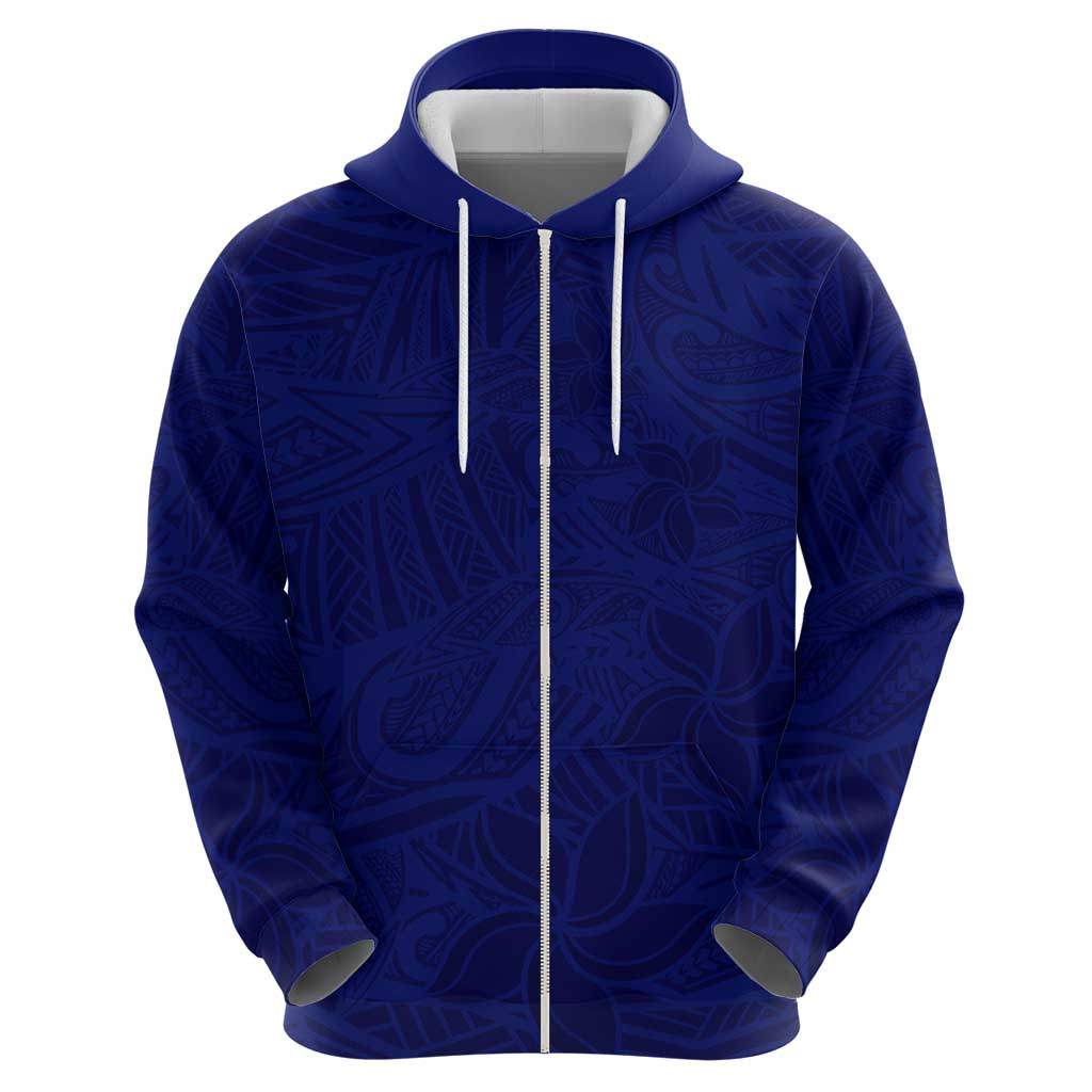 Blue Polynesia Hoodie Polynesian Pattern Mix Plumeria