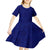 Blue Polynesia Kid Short Sleeve Dress Polynesian Pattern Mix Plumeria