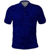 Blue Polynesia Polo Shirt Polynesian Pattern Mix Plumeria