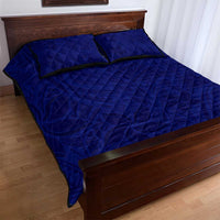 Blue Polynesia Quilt Bed Set Polynesian Pattern Mix Plumeria