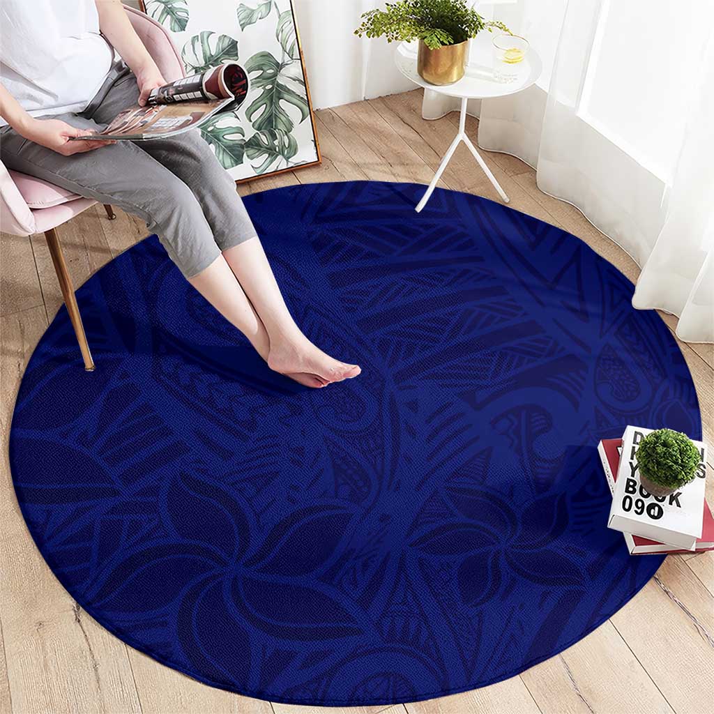 Blue Polynesia Round Carpet Polynesian Pattern Mix Plumeria LT14 - Polynesian Pride