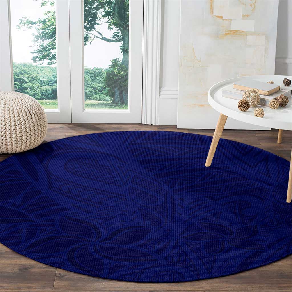 Blue Polynesia Round Carpet Polynesian Pattern Mix Plumeria LT14 - Polynesian Pride
