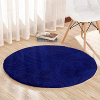 Blue Polynesia Round Carpet Polynesian Pattern Mix Plumeria LT14 - Polynesian Pride