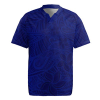 Blue Polynesia Rugby Jersey Polynesian Pattern Mix Plumeria