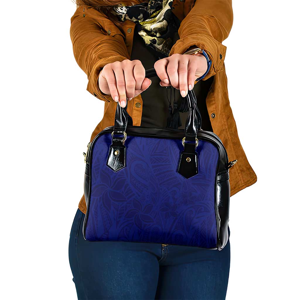 Blue Polynesia Shoulder Handbag Polynesian Pattern Mix Plumeria LT14 One Size Blue - Polynesian Pride