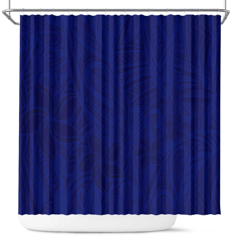 Blue Polynesia Shower Curtain Polynesian Pattern Mix Plumeria LT14 Blue - Polynesian Pride