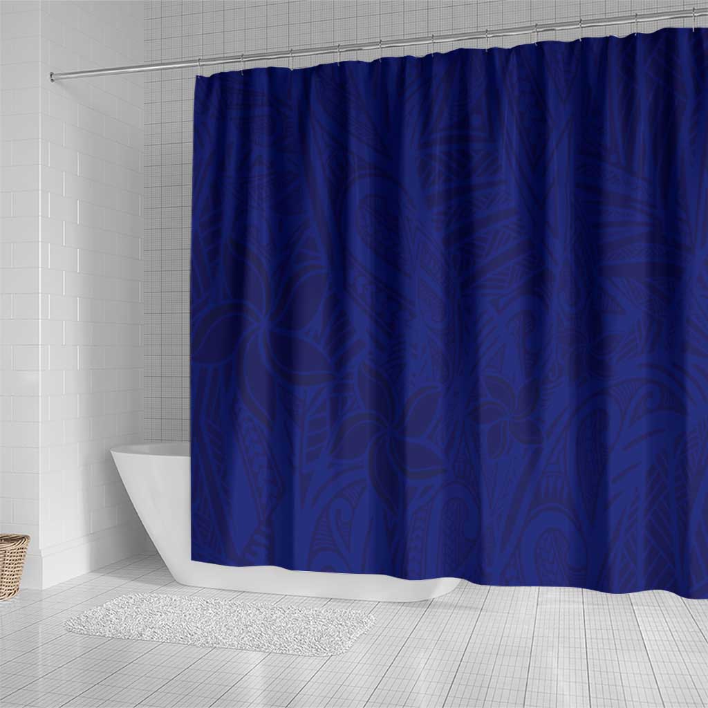Blue Polynesia Shower Curtain Polynesian Pattern Mix Plumeria