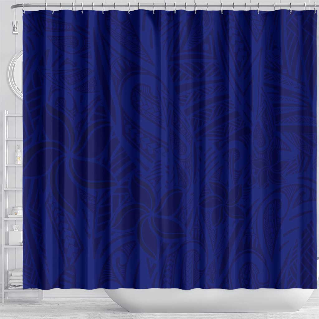 Blue Polynesia Shower Curtain Polynesian Pattern Mix Plumeria