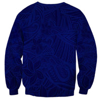 Blue Polynesia Sweatshirt Polynesian Pattern Mix Plumeria