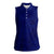 Blue Polynesia Women Sleeveless Polo Shirt Polynesian Pattern Mix Plumeria