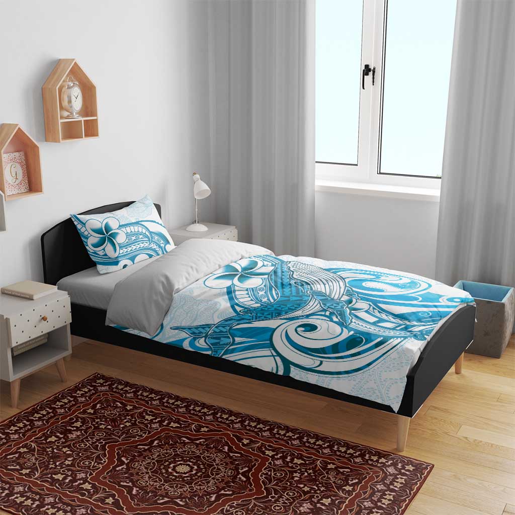 Blue Hawaii Humpback Whale Bedding Set Polynesian Tribal Ocean Vibes
