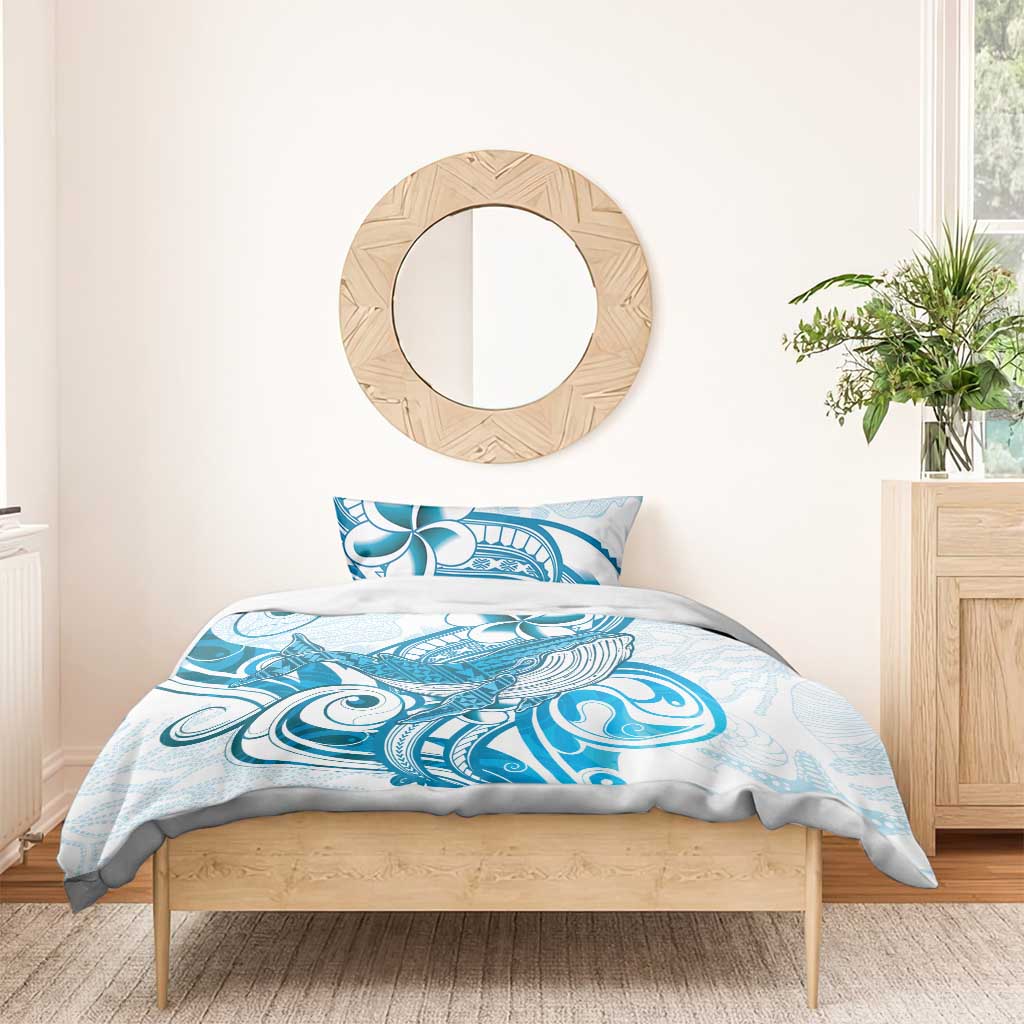 Blue Hawaii Humpback Whale Bedding Set Polynesian Tribal Ocean Vibes