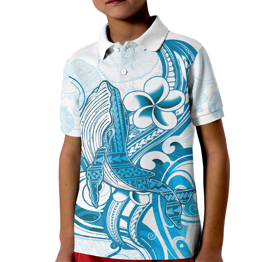 Blue Hawaii Humpback Whale Kid Polo Shirt Polynesian Tribal Ocean Vibes