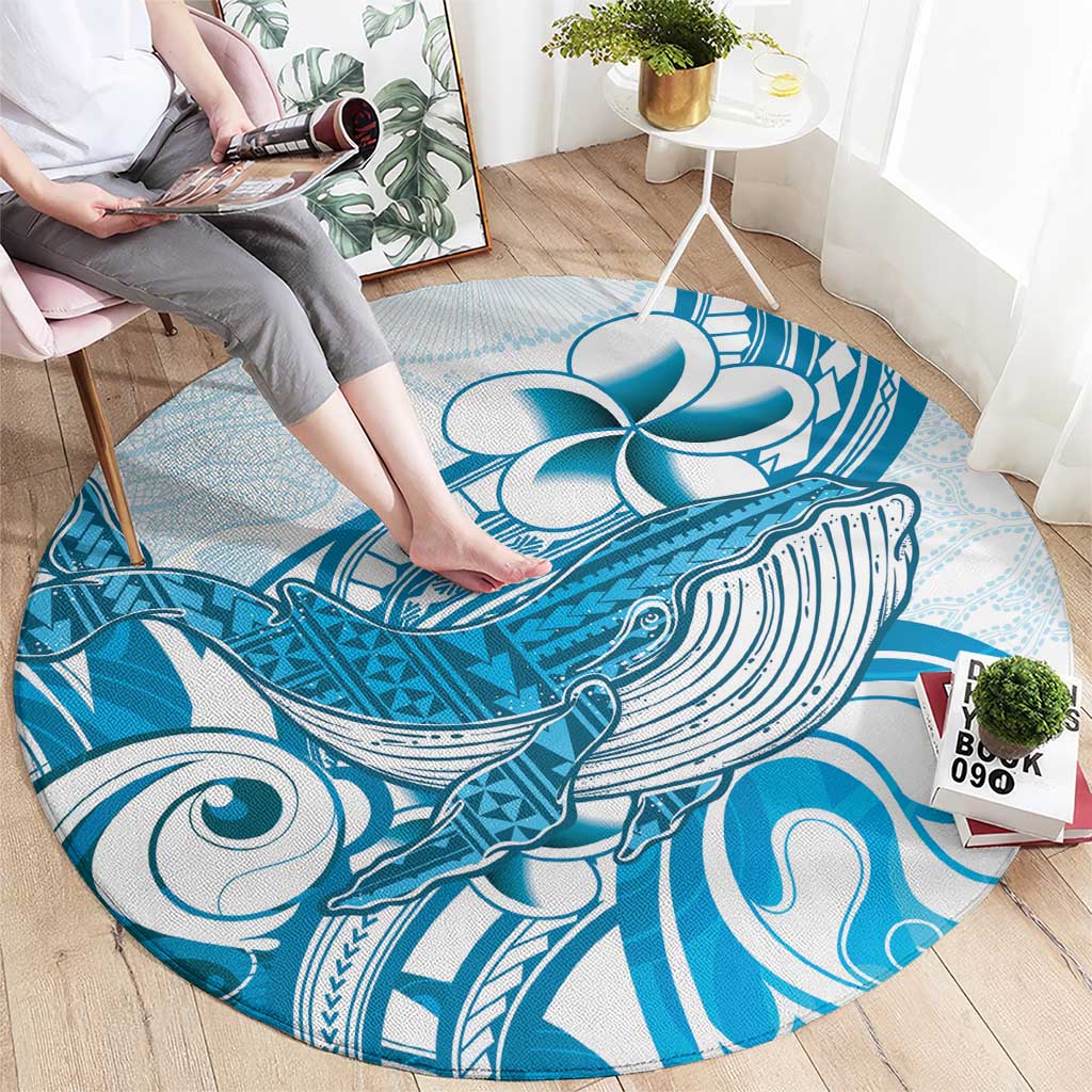 Blue Hawaii Humpback Whale Round Carpet Polynesian Tribal Ocean Vibes LT14 - Polynesian Pride