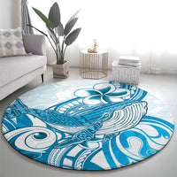 Blue Hawaii Humpback Whale Round Carpet Polynesian Tribal Ocean Vibes LT14 - Polynesian Pride