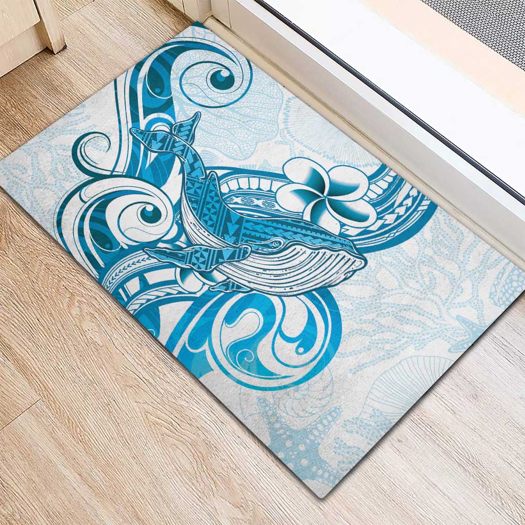 Blue Hawaii Humpback Whale Rubber Doormat Polynesian Tribal Ocean Vibes