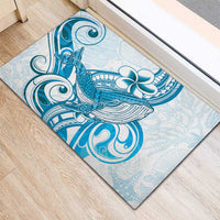 Blue Hawaii Humpback Whale Rubber Doormat Polynesian Tribal Ocean Vibes