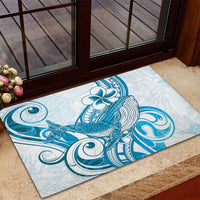 Blue Hawaii Humpback Whale Rubber Doormat Polynesian Tribal Ocean Vibes