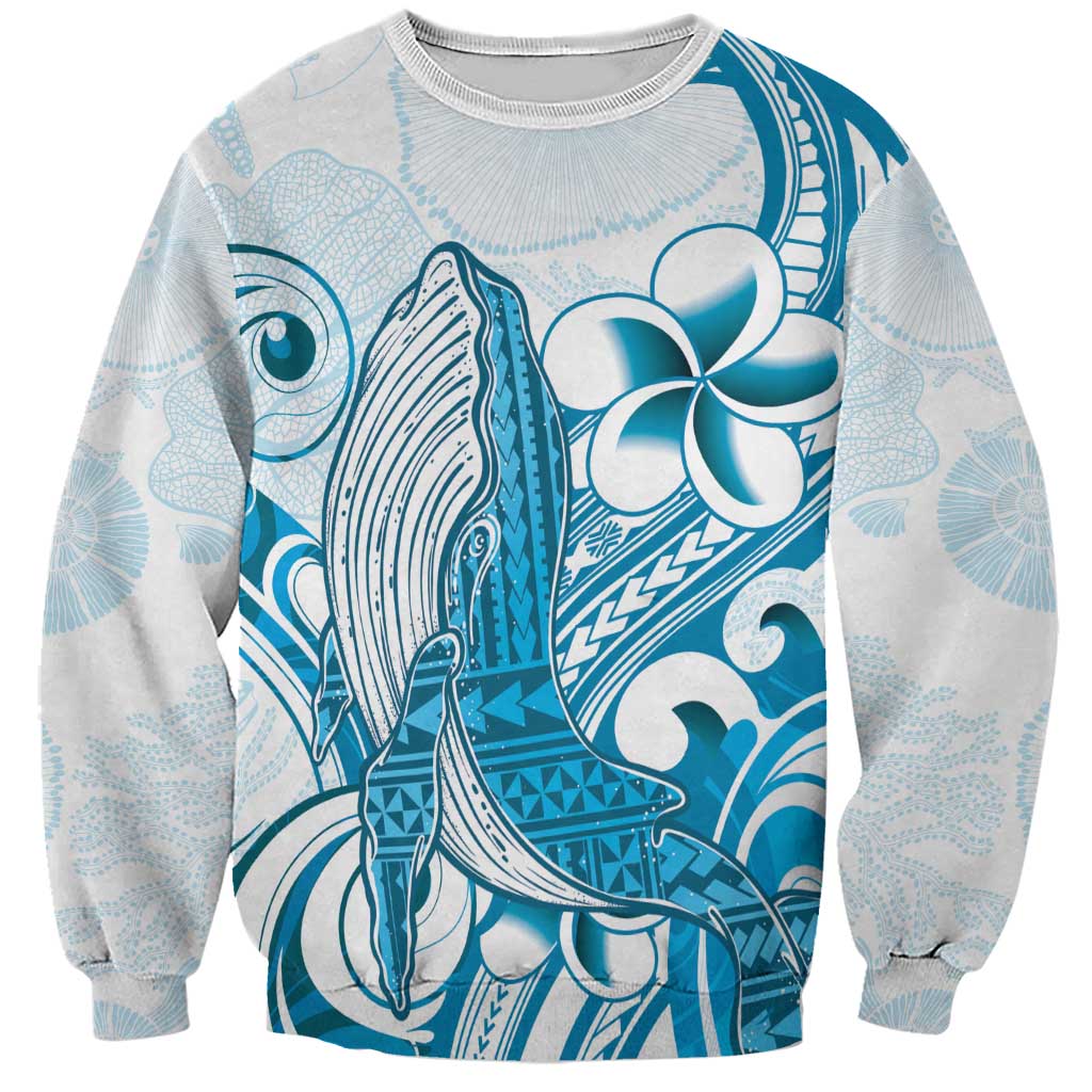 Blue Hawaii Humpback Whale Sweatshirt Polynesian Tribal Ocean Vibes