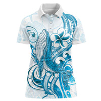 Blue Hawaii Humpback Whale Women Polo Shirt Polynesian Tribal Ocean Vibes
