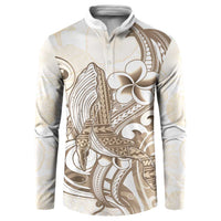 Brown Hawaii Humpback Whale Button Sweatshirt Polynesian Tribal Ocean Vibes