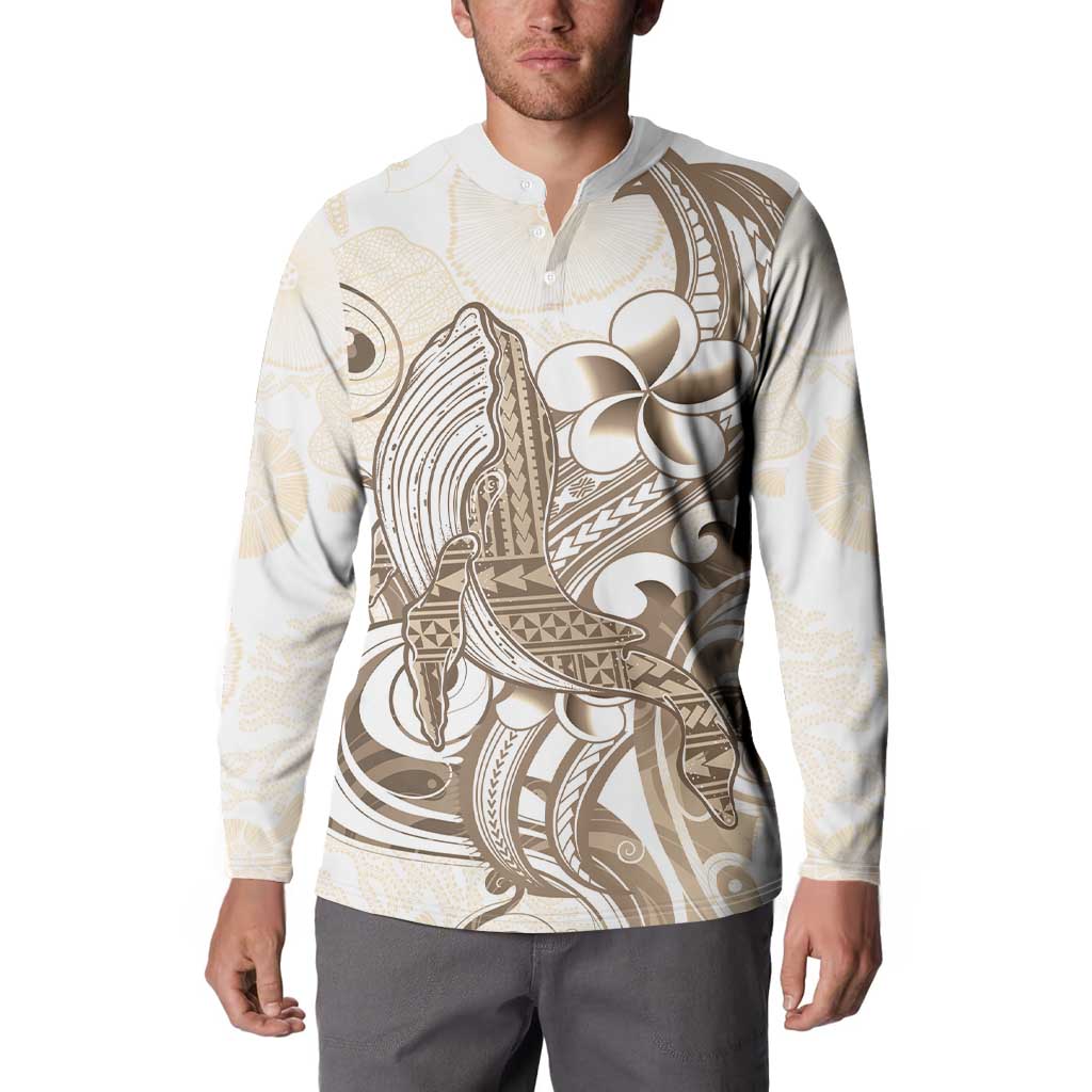 Brown Hawaii Humpback Whale Button Sweatshirt Polynesian Tribal Ocean Vibes