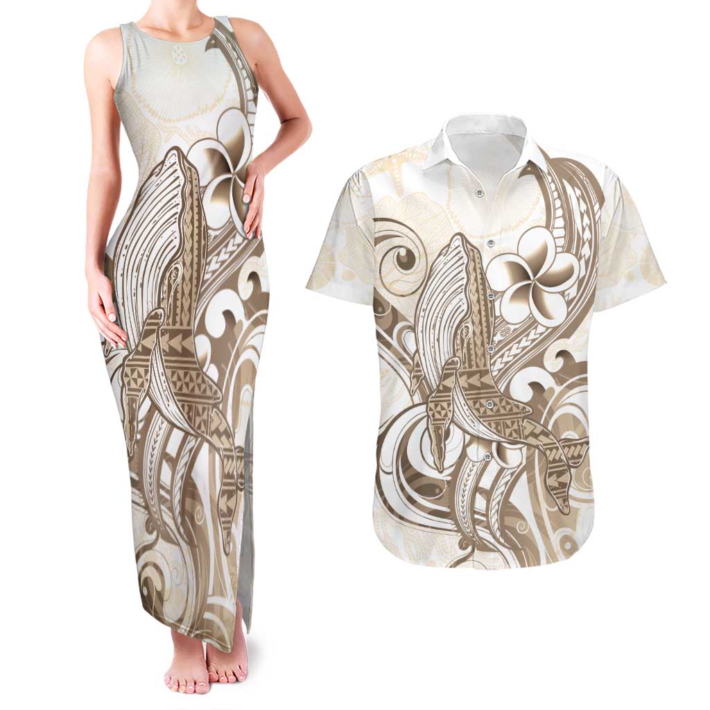Brown Hawaii Humpback Whale Couples Matching Tank Maxi Dress and Hawaiian Shirt Polynesian Tribal Ocean Vibes LT14 Brown - Polynesian Pride