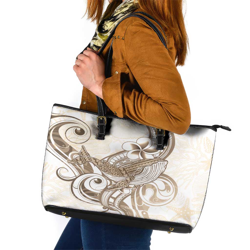 Brown Hawaii Humpback Whale Leather Tote Bag Polynesian Tribal Ocean Vibes LT14 Brown - Polynesian Pride