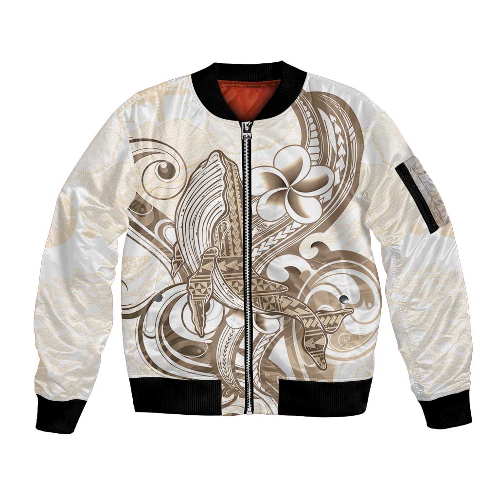 Brown Hawaii Humpback Whale Sleeve Zip Bomber Jacket Polynesian Tribal Ocean Vibes LT14 Unisex Brown - Polynesian Pride
