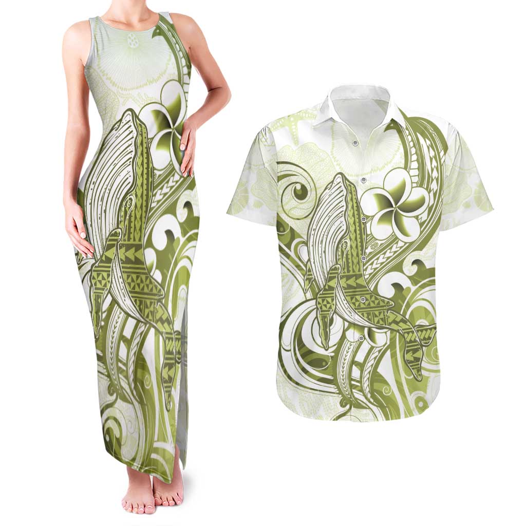 Lime Green Hawaii Couples Matching Tank Maxi Dress and Hawaiian Shirt Humpback Whale Tattoo Polynesian Tribal Ocean Vibes LT14 Lime Green - Polynesian Pride
