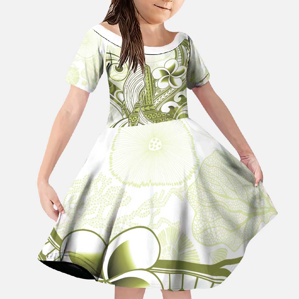 Lime Green Hawaii Family Matching Mermaid Dress and Hawaiian Shirt Humpback Whale Tattoo Polynesian Tribal Ocean Vibes