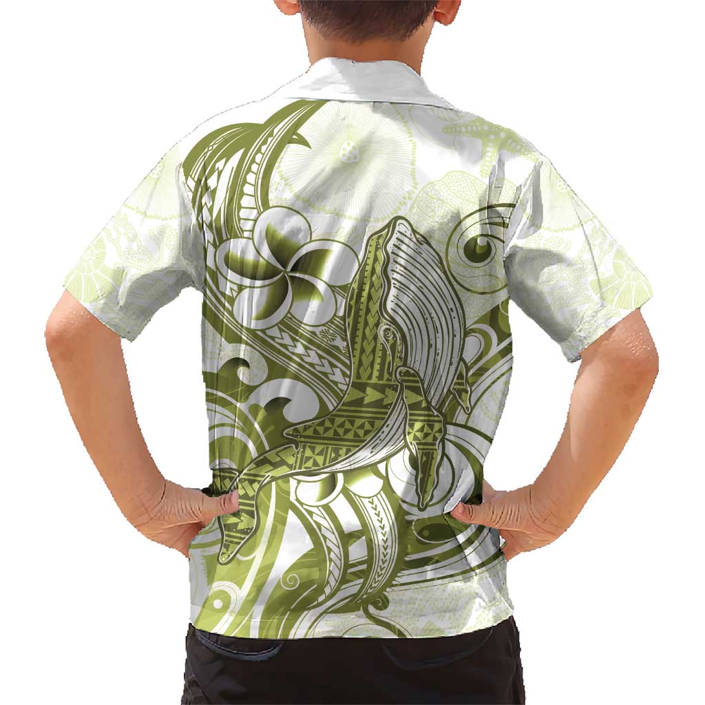 Lime Green Hawaii Kid Hawaiian Shirt Humpback Whale Tattoo Polynesian Tribal Ocean Vibes