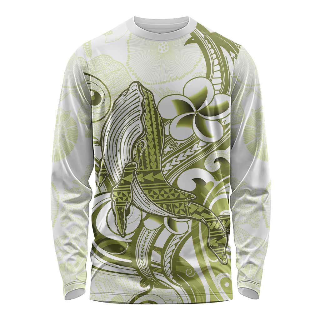 Lime Green Hawaii Long Sleeve Shirt Humpback Whale Tattoo Polynesian Tribal Ocean Vibes LT14 Unisex Lime Green - Polynesian Pride