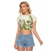 Lime Green Hawaii Raglan Cropped T Shirt Humpback Whale Tattoo Polynesian Tribal Ocean Vibes