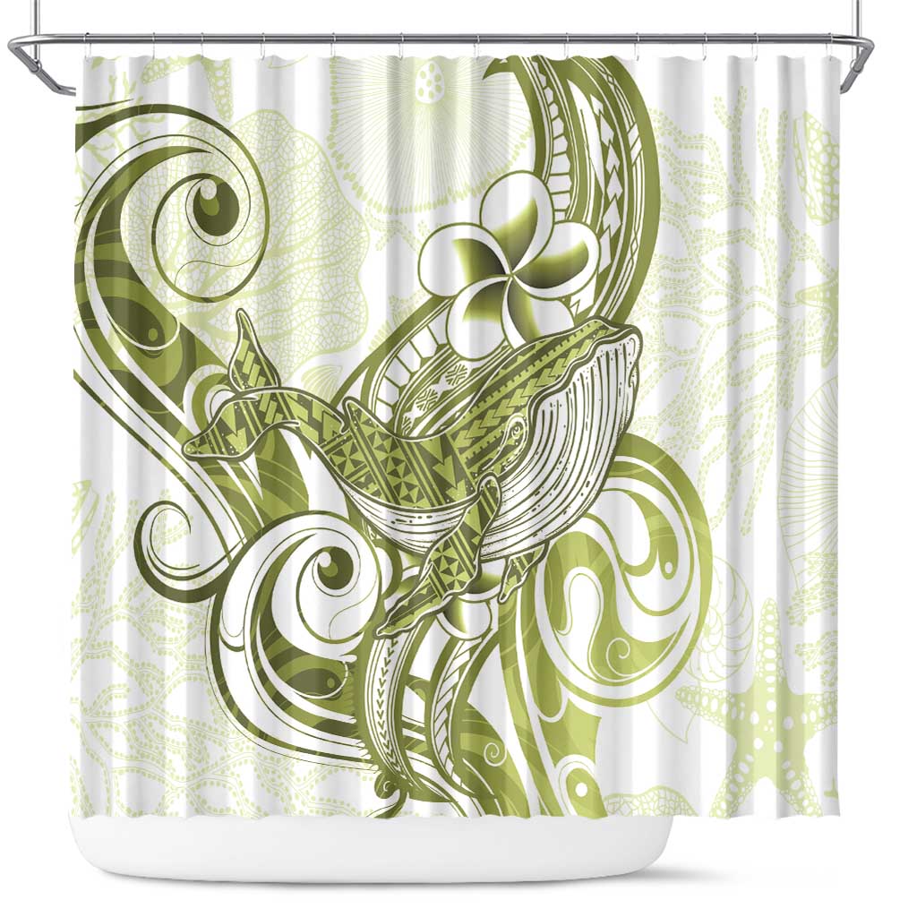 Lime Green Hawaii Shower Curtain Humpback Whale Tattoo Polynesian Tribal Ocean Vibes LT14 Lime Green - Polynesian Pride